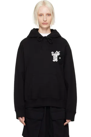 Maison Margiela Pull à capuche noir à écusson à image à logo