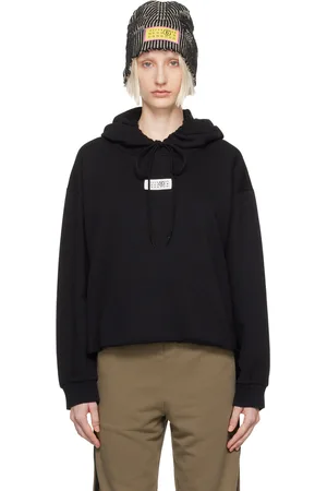 Maison Margiela Pull à capuche noir à étiquette à logo