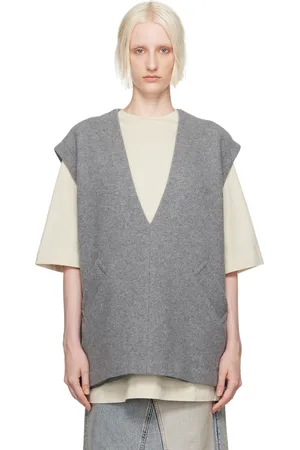 Maison Margiela Gilet gris à col en V plongeant