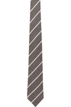 Paul Smith Cravate gris et blanc à rayures diagonales