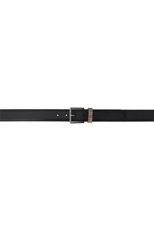 Paul Smith Ceinture noire à patte coulissante à rayures verticales emblématiques