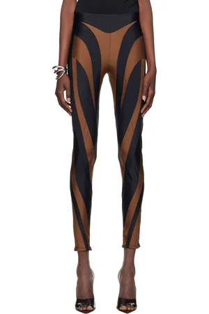MUGLER Legging brun et noir à assemblage en spirale