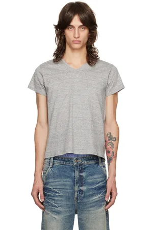 Fax Copy Express T-shirt gris à col en V
