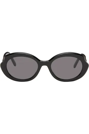 Loewe Lunettes de soleil ovales noires à monture étroite