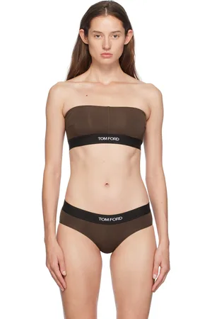 Tom Ford Soutien-gorge de style bandeau brun en modal à logo