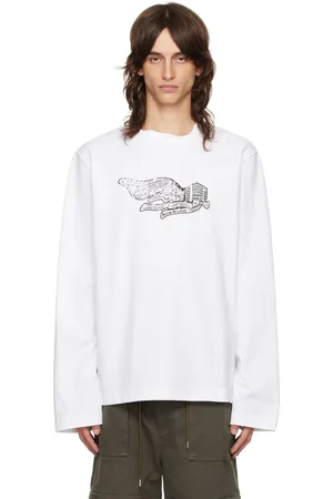 Acne Studios T-shirt à manches longues blanc à image à logo imprimée