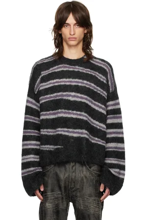 Acne Studios Pull gris et mauve à rayures