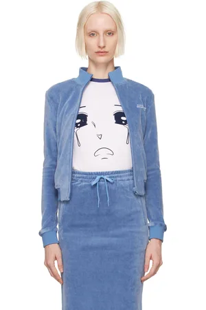 pushBUTTON Blouson de survêtement écourté bleu à glissière