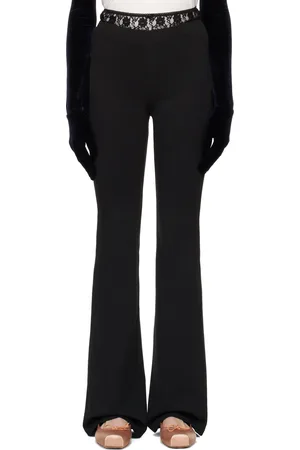 pushBUTTON Pantalon de détente noir à garniture en dentelle