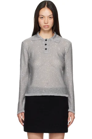 Msgm Polo gris à paillettes