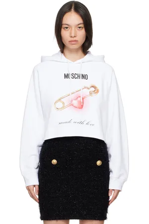 Moschino Pull à capuche blanc à image d