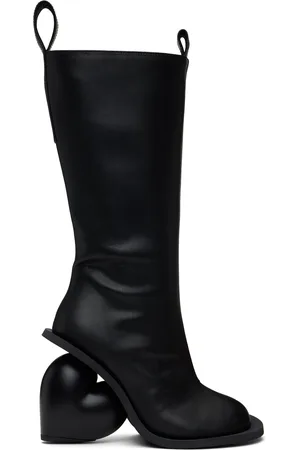 Yume Yume Bottes noires à talon en forme de cœur exclusives à SSENSE