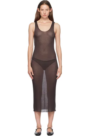 Deiji Studios Robe midi de style débardeur brune en tricot