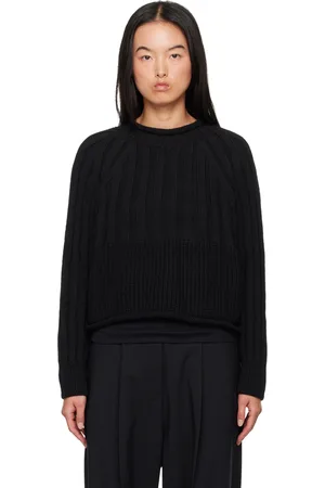 CORDERA Pull noir en tricot côtelé de coton