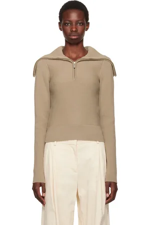 REMAIN Birger Christensen Pull beige à col à glissière