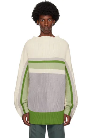 Kiko Kostadinov Col roulé Essick blanc cassé et vert à rayures