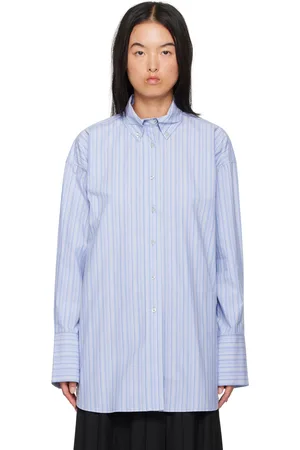 REMAIN Birger Christensen Chemise surdimensionnée bleue à rayures