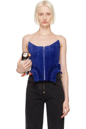 pushBUTTON Corset bleu à ourlet à volants