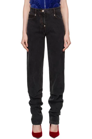 pushBUTTON Jean fuselé noir à nervures