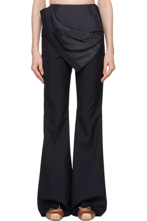 pushBUTTON Pantalon bleu marine à taille repliée