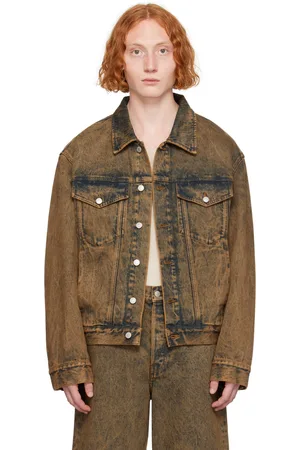 DRIES VAN NOTEN Blouson teint en plongée beige en denim