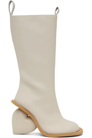 Yume Yume Bottes blanc cassé à talon en forme de cœur exclusives à SSENSE