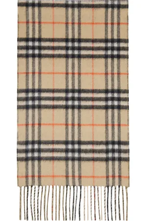 Burberry Écharpe réversible beige et kaki en cachemire à carreaux