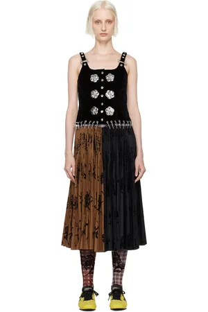 Chopova Lowena Robe midi Margaret noir et brun à mousquetons
