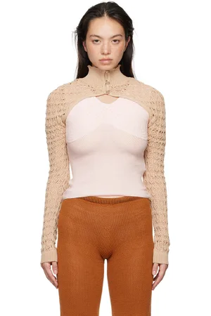 Isa Boulder Manches Alga beiges en tricot dentelle