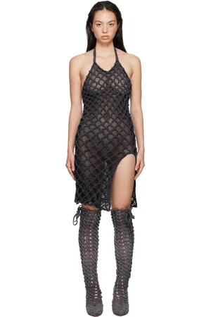 Isa Boulder Robe midi noire à corsage bain de soleil