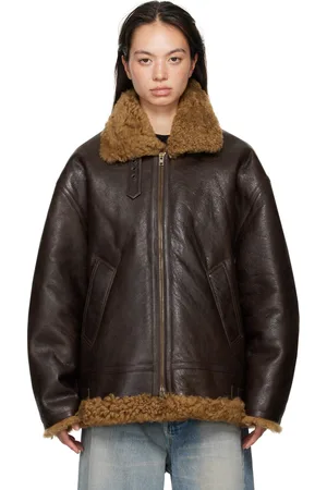 Vetements Blouson aviateur brun à appliqués à logo