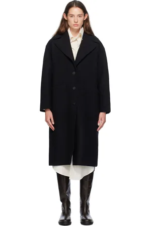 Harris Wharf London Capote noire en laine bouillie