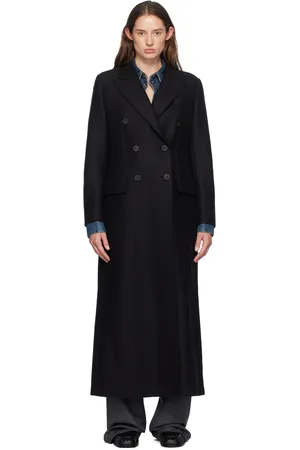 Harris Wharf London Manteau long noir à double boutonnage
