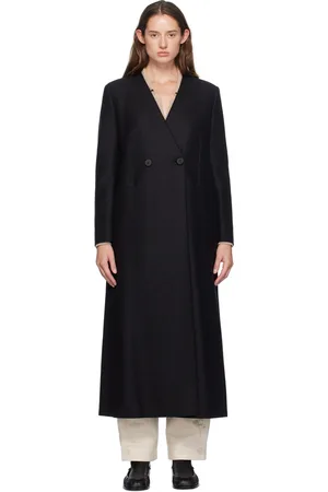 Harris Wharf London Manteau noir à col en Y