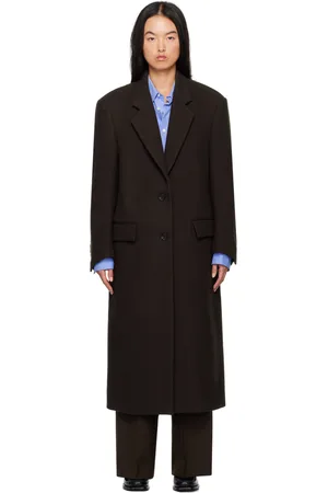 Recto Manteau façon tailleur brun à simple boutonnage
