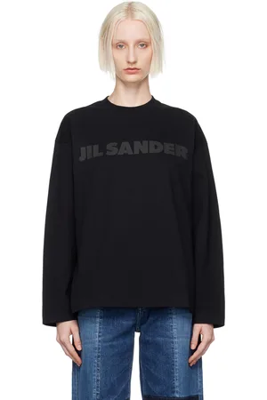 Jil Sander T-shirt à manches longues noir à logo imprimé