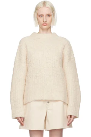 Jil Sander Pull blanc cassé à col cheminée