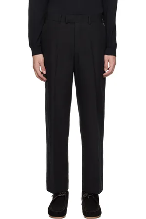 Auralee Pantalon Finx noir en sergé à torsion élevée