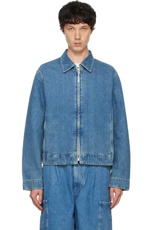 SUNNEI Blouson aviateur bleu en denim à effet délavé