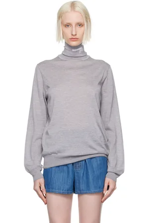 HOMMEGIRLS Col roulé gris à logo en tricot jacquard