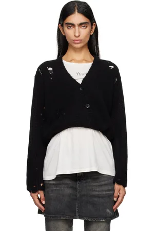 R13 Cardigan noir à patte entrecroisée