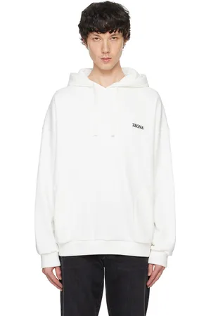 Ermenegildo Zegna Pull à capuche blanc à emmanchures basses