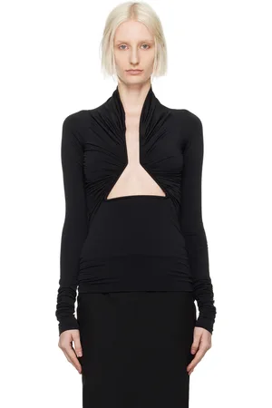 Rick Owens T-shirt à manches longues noir à découpe à armature Prong - Porterville