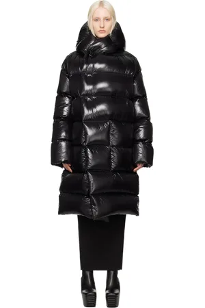 Rick Owens Manteau noir rembourré en duvet à capuche - Porterville
