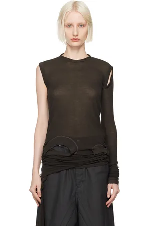 Rick Owens T-shirt écourté à manches longues Banana gris - Porterville