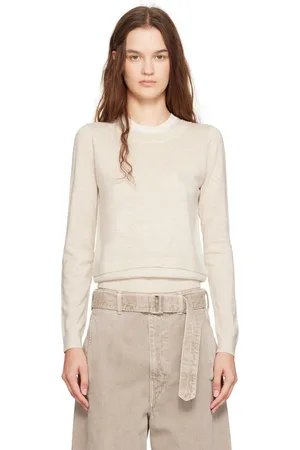 3.1 Phillip Lim Pull étagé beige à découpe circulaire à l