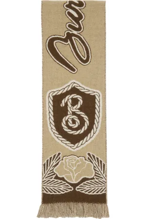 Burberry Écharpe beige en laine et cachemire à images de bouclier à monogramme