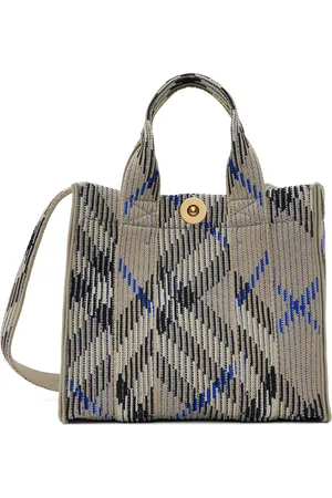 Burberry Mini cabas gris en tricot à carreaux
