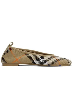 Burberry Ballerines Baby beiges en tricot à carreaux