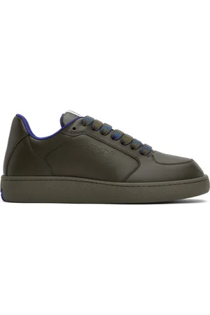 Burberry Baskets Stock kaki en cuir